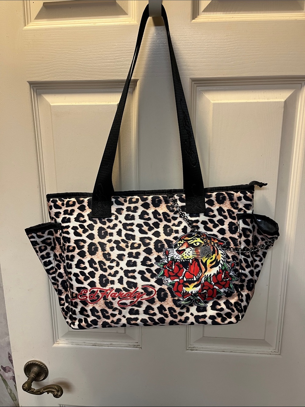 NWOT Ed Hardy Leopard Insulated Tote with Tiger & Red Rose Graphic - Picture 1 of 8